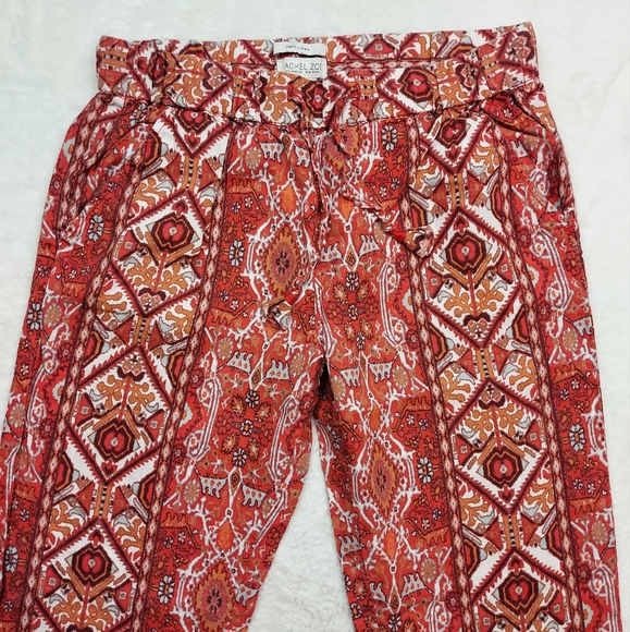 Rachel Zoe Multicolor Boho Linen Crop High Rise Pull On Pants Size S - Picture 3 of 11